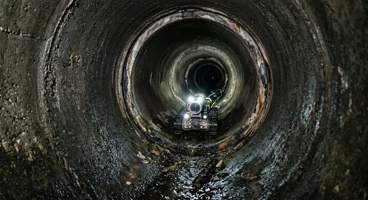 Robotic sewer camera inspecting pipe interior for Sewer Line Cleaning in Great Falls